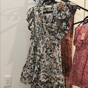Ulla Johnson Floral Mini Dress - Blue, White, Brown